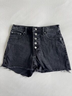 Abercrombie & Fitch Black Button-Front High-Waist Jean Shorts Size 27